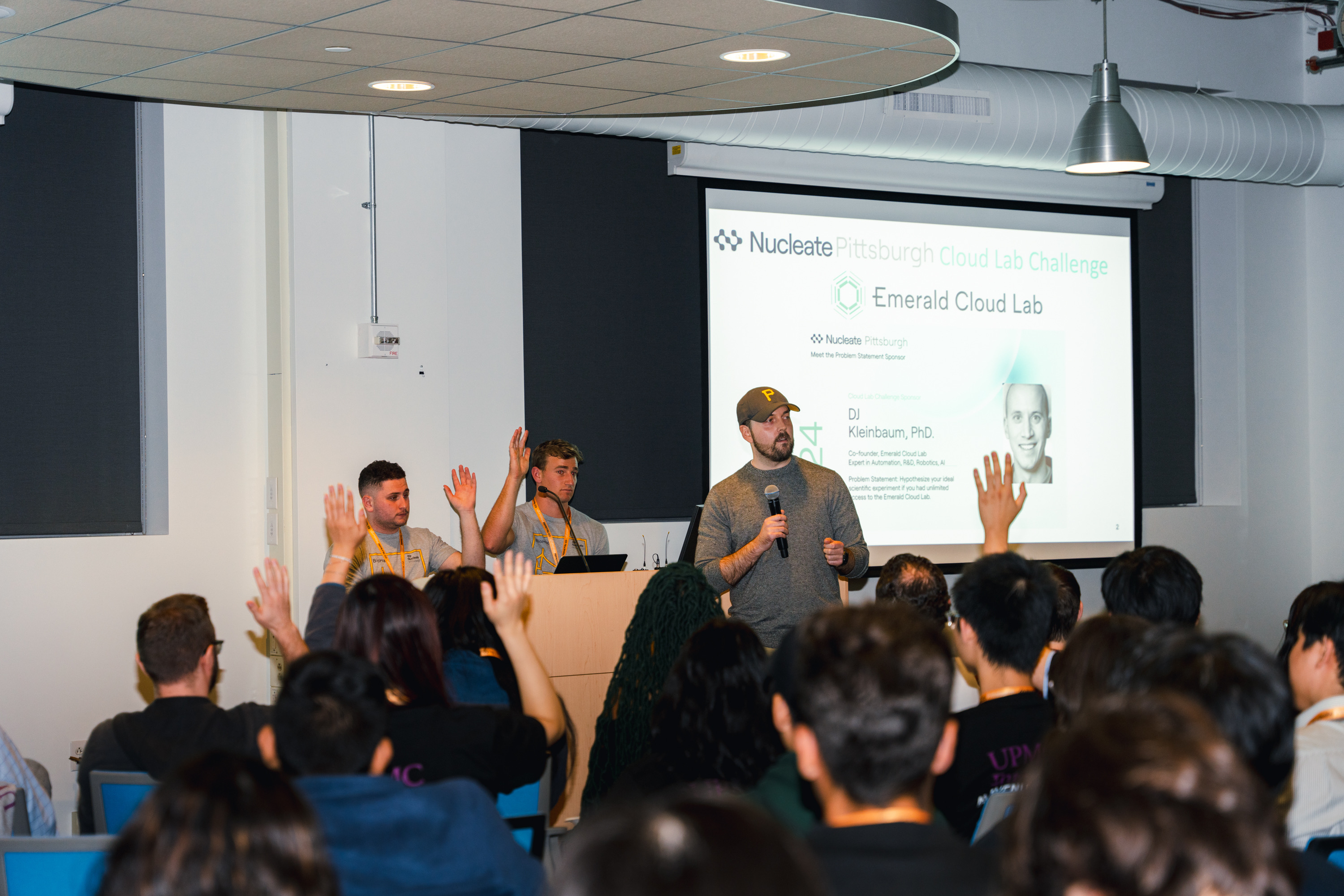 A tech talk happening during the hackathon